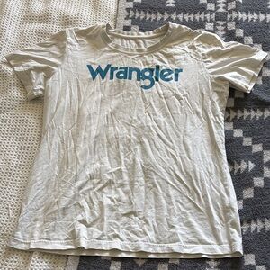 Wrangler White Short Sleeve Tee with Blue Logo